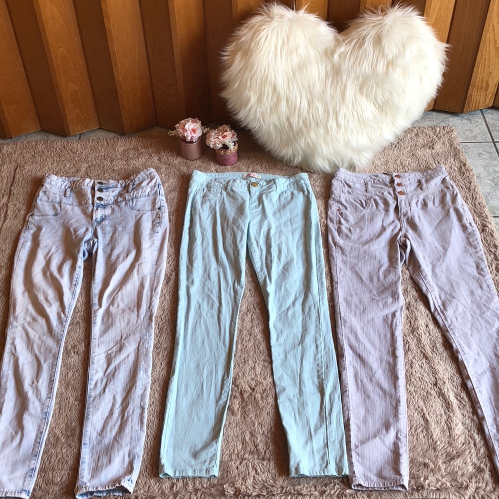 Three pairs of high waisted Charlotte Rousse jeans